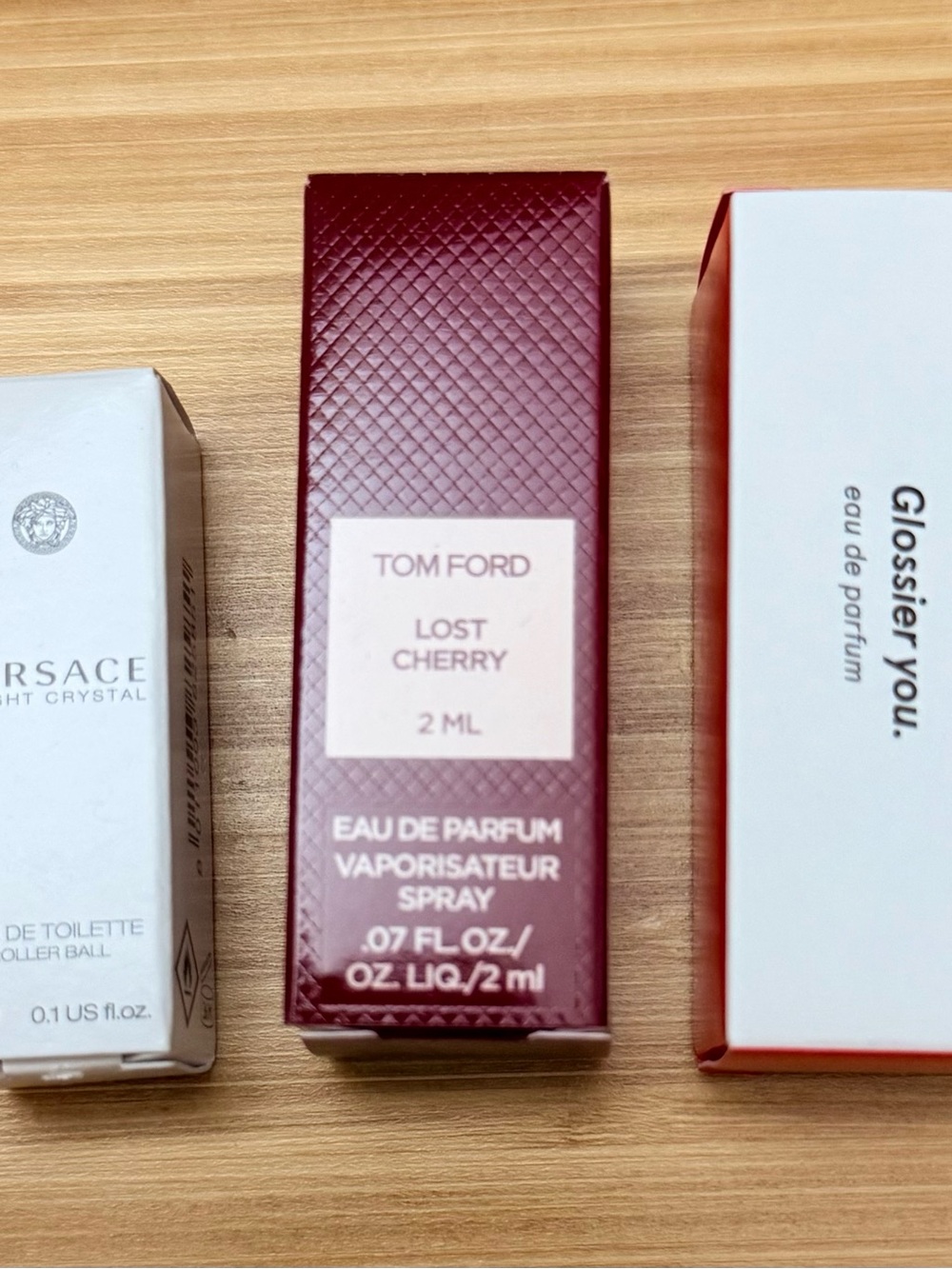 Versace, Tom Ford, Glossier you. | 3 Piece Designer Fragrance Sample Bundle